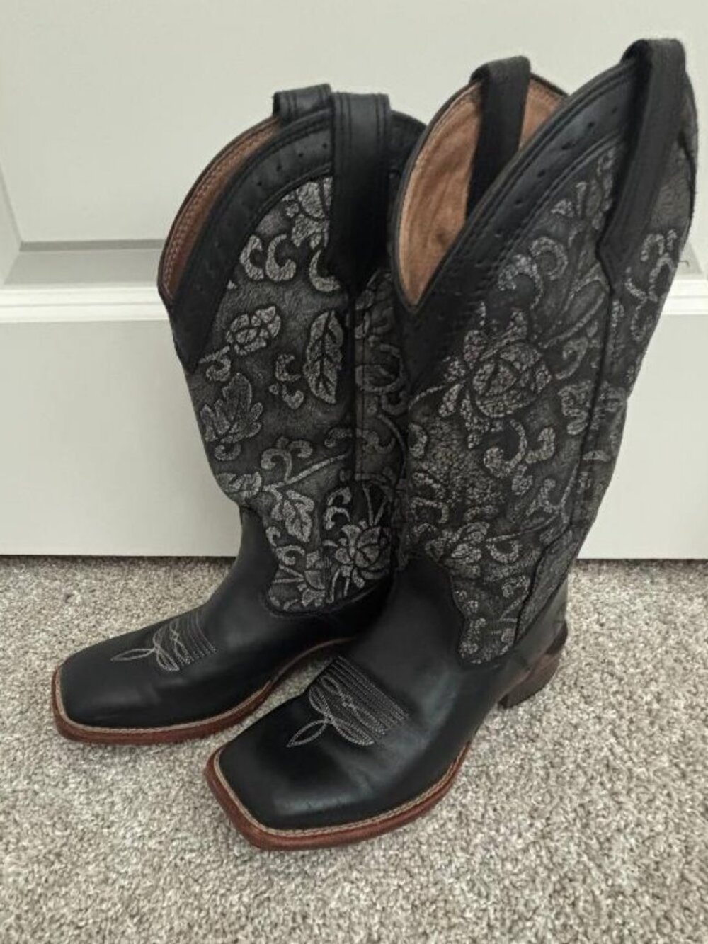 Noble Outfitters 66025 Ladies Flower Design Square Toe Western Cowgirl Boots 7 R